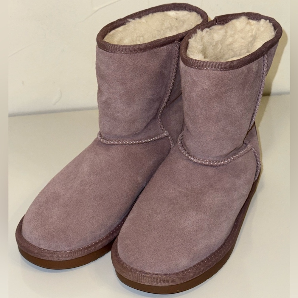 KOOLABURRA BY UGG LAVENDER PURPLE SUEDE FLEECE LINED BOOTS BIG KIDS SIZE 3